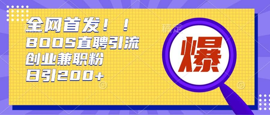 通过Boss直聘，每天轻松钓到200+多条创业大鱼的秘籍【揭秘】-翻身站