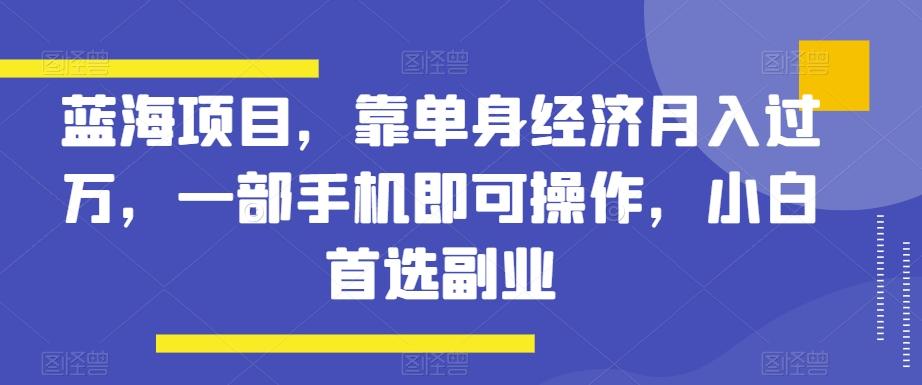 蓝海项目，靠单身经济月入过万，一部手机即可操作，小白首选副业【揭秘】-翻身站