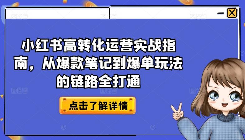小红书高转化运营实战指南，从爆款笔记到爆单玩法的链路全打通-翻身站