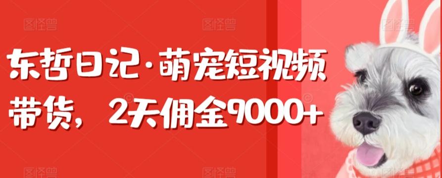 东哲日记·萌宠短视频带货，2天佣金9000+-翻身站