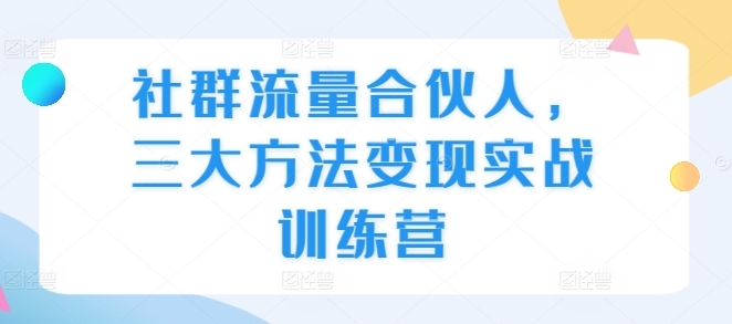 社群流量合伙人，三大方法变现实战训练营-翻身站