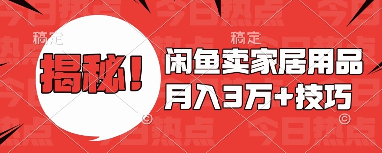 闲鱼卖家居用品月入过W+最新技巧闲鱼最新零基础教学，新手当天上手【揭秘】-翻身站