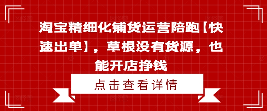 淘宝精细化铺货运营陪跑【快速出单】，草根没有货源，也能开店挣钱-翻身站