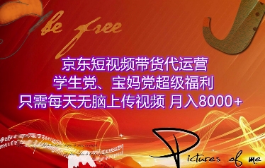 京东短视频带货代运营，学生党、宝妈党超级福利，只需每天无脑上传视频，月入8000+【仅揭秘】-翻身站