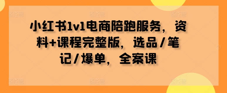 小红书1v1电商陪跑服务，资料+课程完整版，选品/笔记/爆单，全案课-翻身站