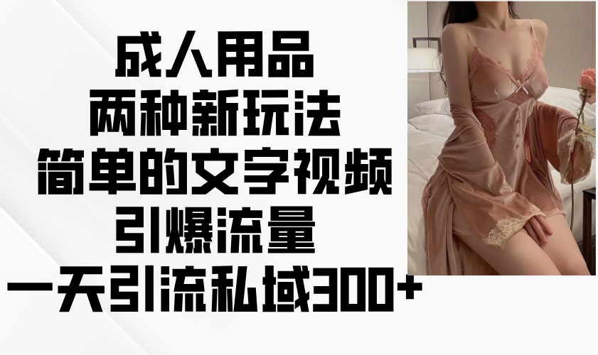 成人用品两种新玩法，简单的文字视频引爆流量，一天引流私域300+-翻身站