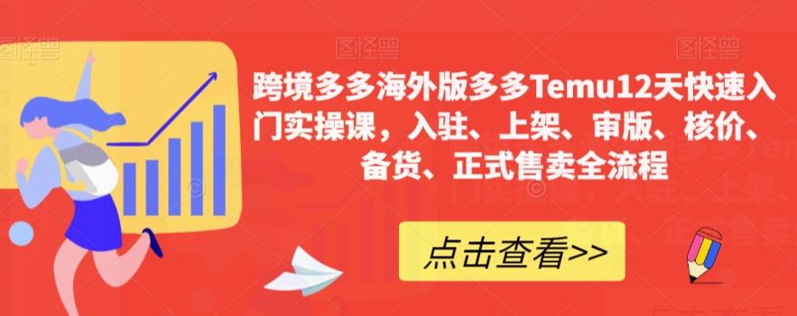 跨境多多海外版多多Temu12天快速入门实操课，入驻、上架、审版、核价、备货、正式售卖全流程-翻身站
