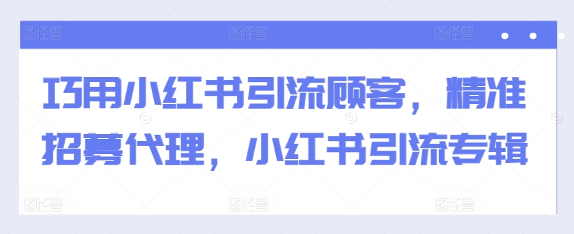 巧用小红书引流顾客，精准招募代理，小红书引流专辑-翻身站