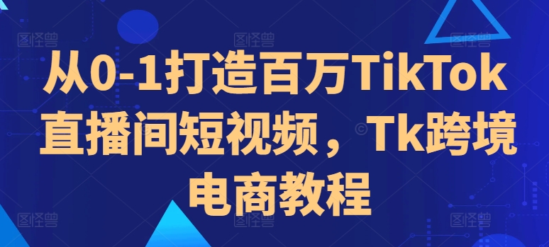 从0-1打造百万TikTok直播间短视频，Tk跨境电商教程-翻身站