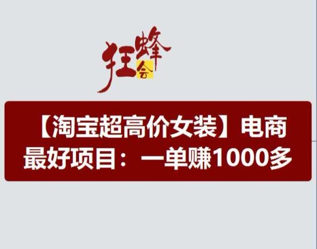 淘宝超高价女装项目，电商最好赛道，一单赚1000多-翻身站