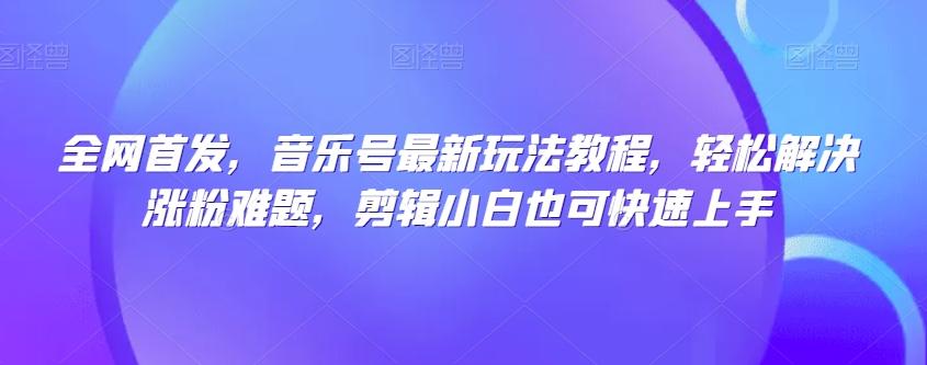 全网首发，音乐号最新玩法教程，轻松解决涨粉难题，剪辑小白也可快速上手-翻身站