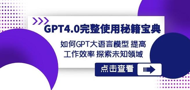 GPT4.0完整使用-秘籍宝典：如何GPT大语言模型提高工作效率探索未知领域-翻身站