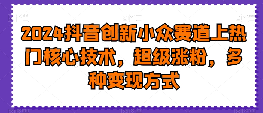 2024抖音创新小众赛道上热门核心技术，超级涨粉，多种变现方式【揭秘】-翻身站