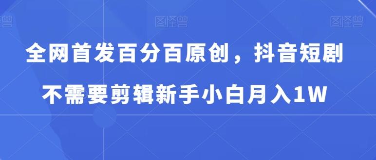 全网首发百分百原创，抖音短剧不需要剪辑新手小白月入1W-翻身站