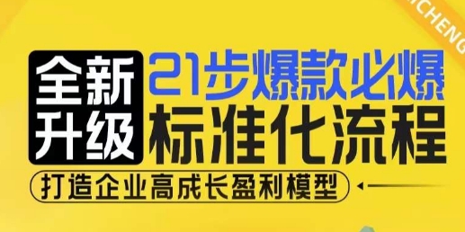 21步爆款必爆标准化流程，全新升级，打造企业高成长盈利模型-翻身站