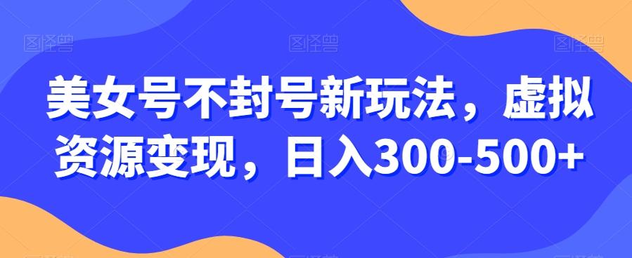 美女号不封号新玩法，虚拟资源变现，日入300-500+-翻身站