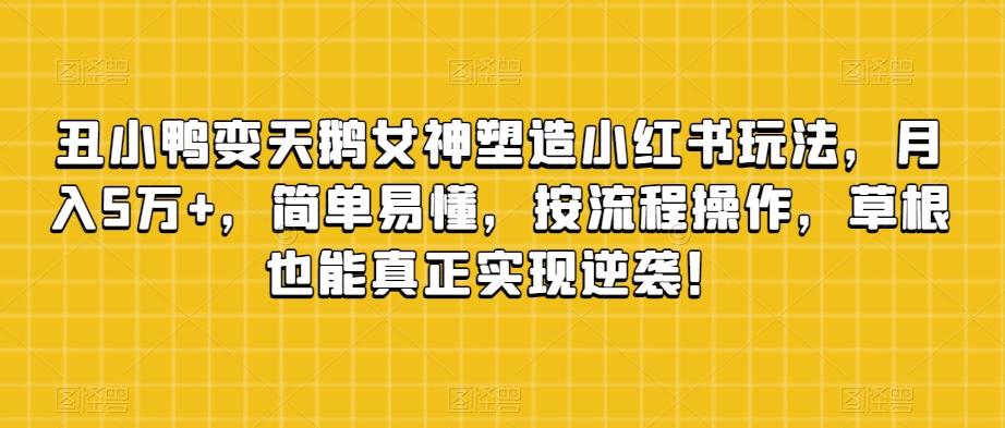 丑小鸭变天鹅女神塑造小红书玩法，月入5万+，简单易懂，按流程操作，草根也能真正实现逆袭！-翻身站
