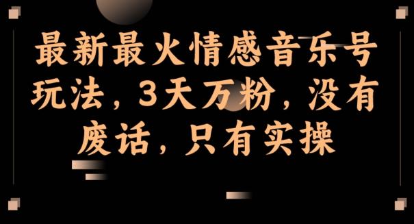 最新最火情感音乐号玩法，3天万粉，没有废话，只有实操-翻身站