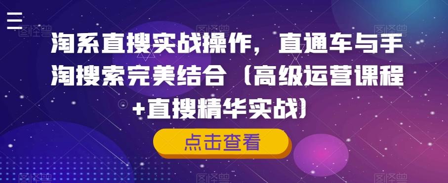 淘系直搜实战操作，直通车与手淘搜索完美结合（高级运营课程+直搜精华实战）-翻身站
