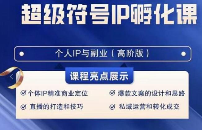 超级符号IP孵化高阶课，建立流量思维底层逻辑，打造属于自己IP（51节课）-翻身站