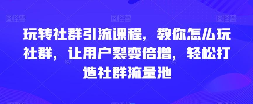 玩转社群引流课程，教你怎么玩社群，让用户裂变倍增，轻松打造社群流量池-翻身站