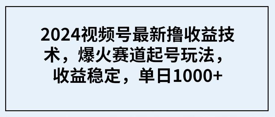 (9651期) 2024视频号最新撸收益技术，爆火赛道起号玩法，收益稳定，单日1000+-翻身站