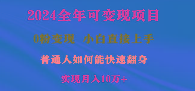 2024全年可变现项目，一天收益至少2000+，小白上手快，普通人就要利用互…-翻身站