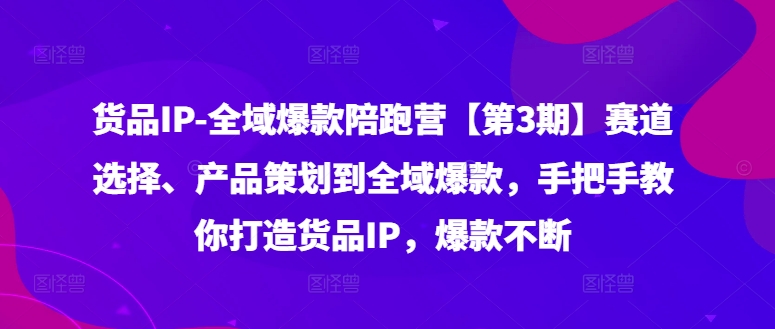 货品IP全域爆款陪跑营【第3期】赛道选择、产品策划到全域爆款，手把手教你打造货品IP，爆款不断-翻身站