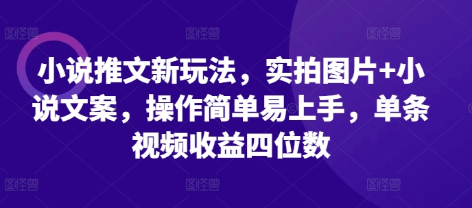 小说推文新玩法，实拍图片+小说文案，操作简单易上手，单条视频收益四位数-翻身站