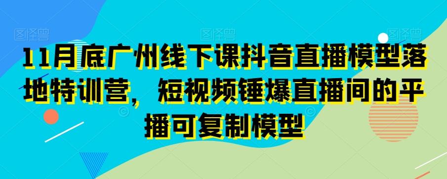 11月底广州线下课抖音直播模型落地特训营，短视频锤爆直播间的平播可复制模型-翻身站