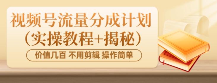价值几百上千不用剪辑简单操作视频号流量分成计划（实操教程+揭秘）-翻身站