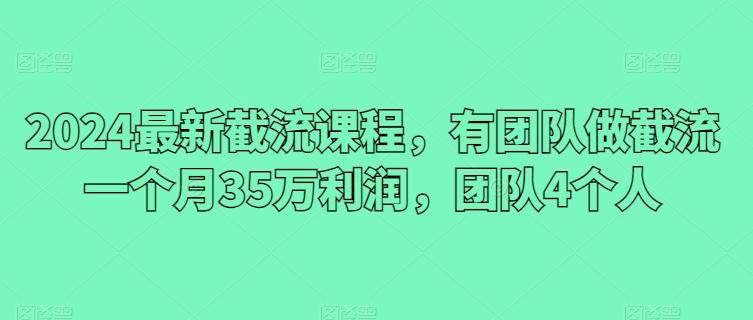 2024最新截流课程，有团队做截流一个月35万利润，团队4个人-翻身站
