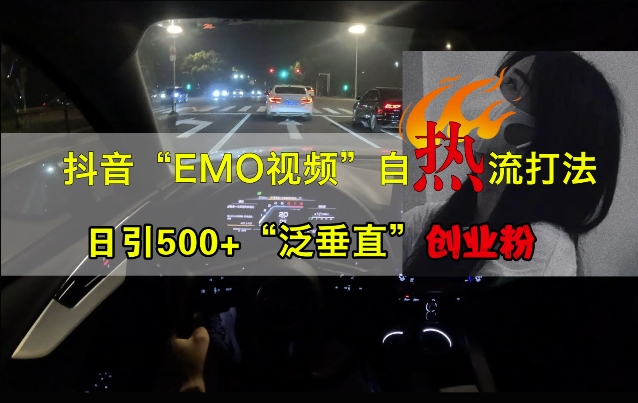 抖音EMO视频自热打法，日引500+“泛垂直”创业粉-翻身站