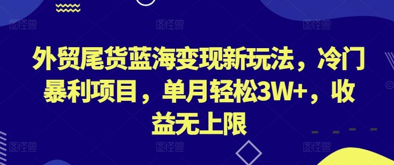 外贸尾货蓝海变现新玩法，冷门暴利项目，单月轻松3W+，收益无上限【揭秘】-翻身站