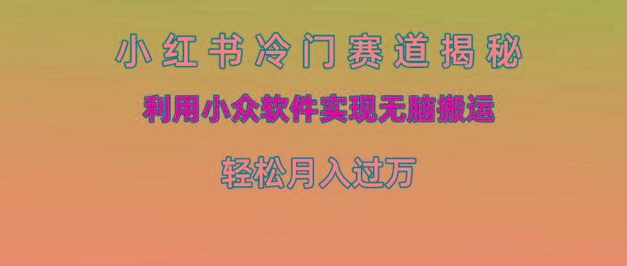 小红书冷门赛道揭秘,利用小众软件实现无脑搬运，轻松月入过万-翻身站