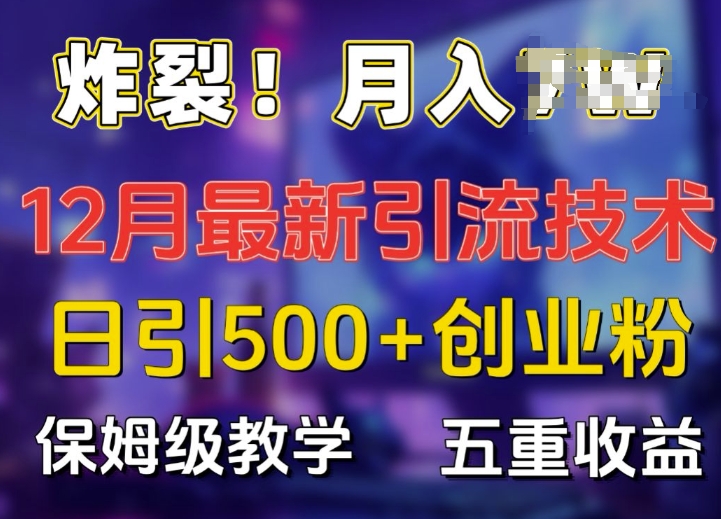 炸裂!揭秘12月最新日引流500+精准创业粉，多重收益保姆级教学-翻身站