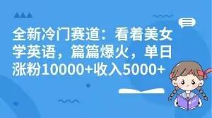 全新冷门赛道：看着美女学英语，篇篇爆火，单日涨粉10000+收入5000+-翻身站
