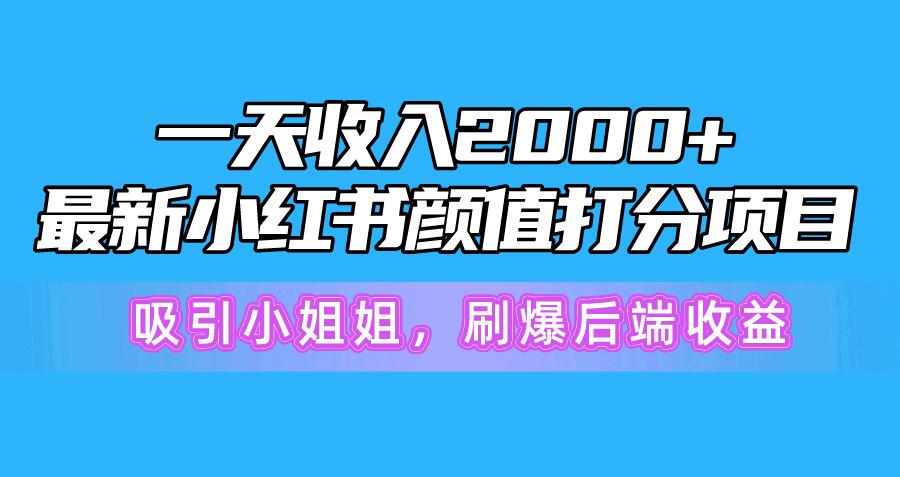 一天收入2000+，最新小红书颜值打分项目，吸引小姐姐，刷爆后端收益-翻身站