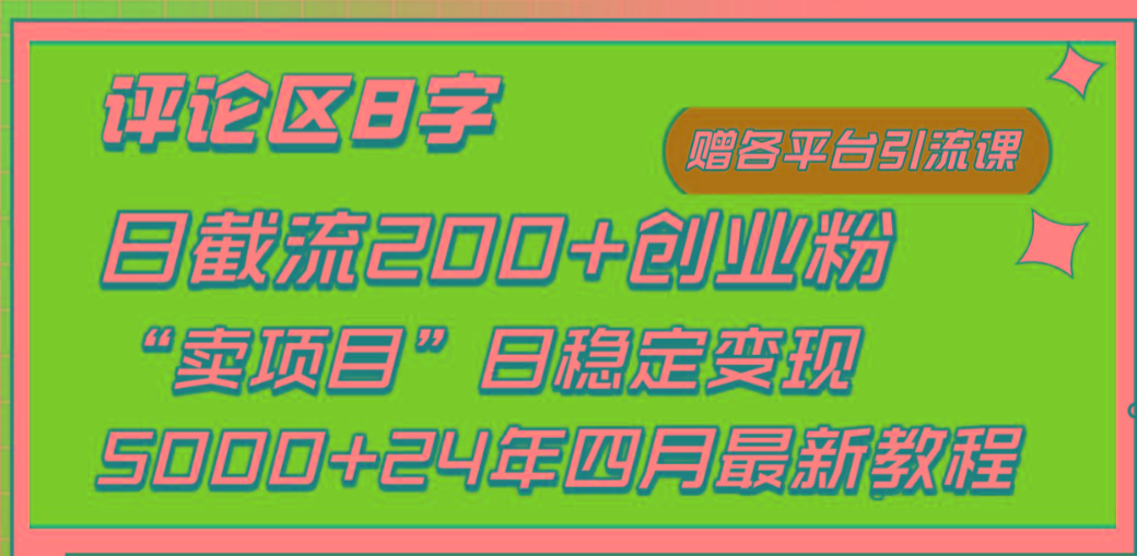 (9851期)评论区8字日载流200+创业粉  日稳定变现5000+24年四月最新教程！-翻身站