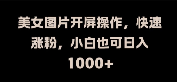 美女图片开屏操作，快速涨粉，小白也可日入1k【揭秘】-翻身站