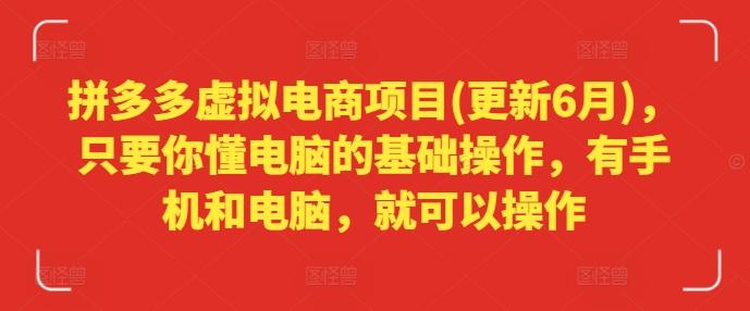 拼多多虚拟电商项目(更新6月)，只要你懂电脑的基础操作，有手机和电脑，就可以操作-翻身站