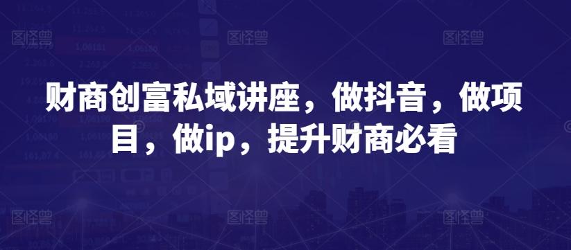 财商创富私域讲座，做抖音，做项目，做ip，提升财商必看-翻身站