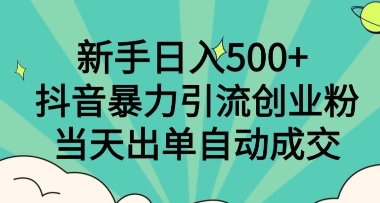 新手日入500+，抖音暴力引流创业粉，当天出单自动成交-翻身站