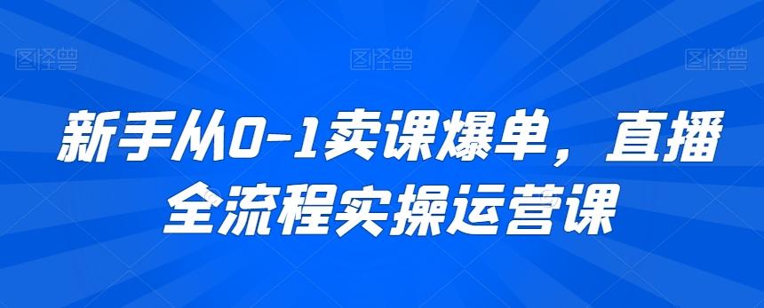 新手从0-1卖课爆单，直播全流程实操运营课-翻身站