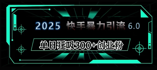 2025年快手6.0保姆级教程震撼来袭，单日狂吸300+精准创业粉-翻身站