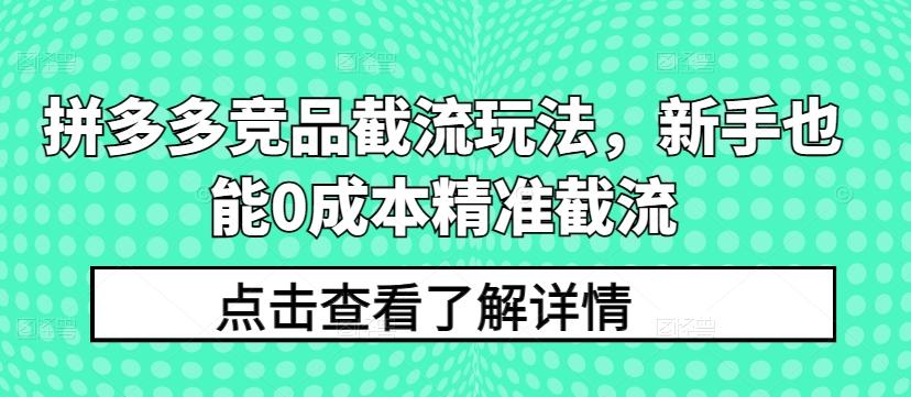 拼多多竞品截流玩法，新手也能0成本精准截流-翻身站