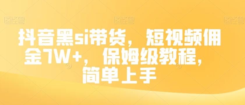 抖音黑si带货，短视频佣金7W+，保姆级教程，简单上手【揭秘】-翻身站