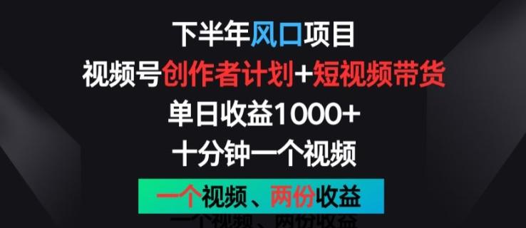 下半年风口项目，视频号创作者计划+视频带货，一个视频两份收益，十分钟一个视频【揭秘】-翻身站