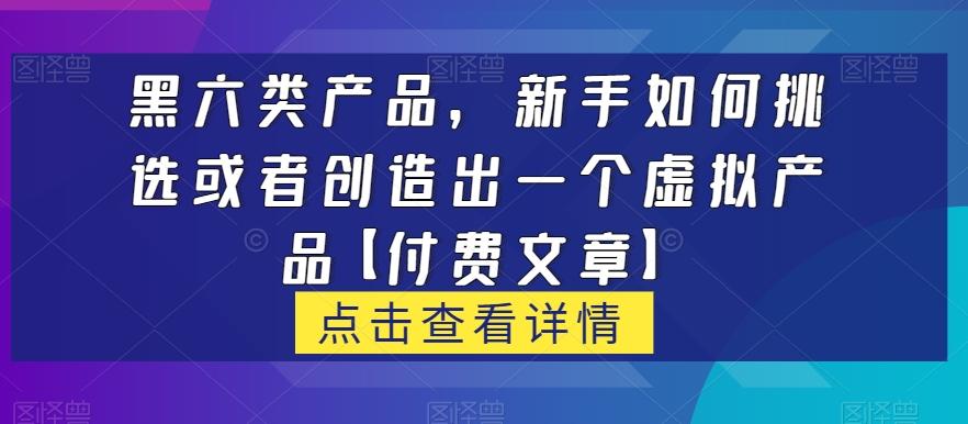 黑六类虚拟产品，新手如何挑选或者创造出一个虚拟产品【付费文章】-翻身站
