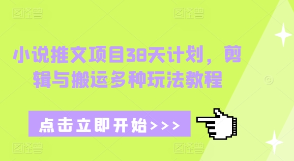 小说推文项目38天计划，剪辑与搬运多种玩法教程-翻身站